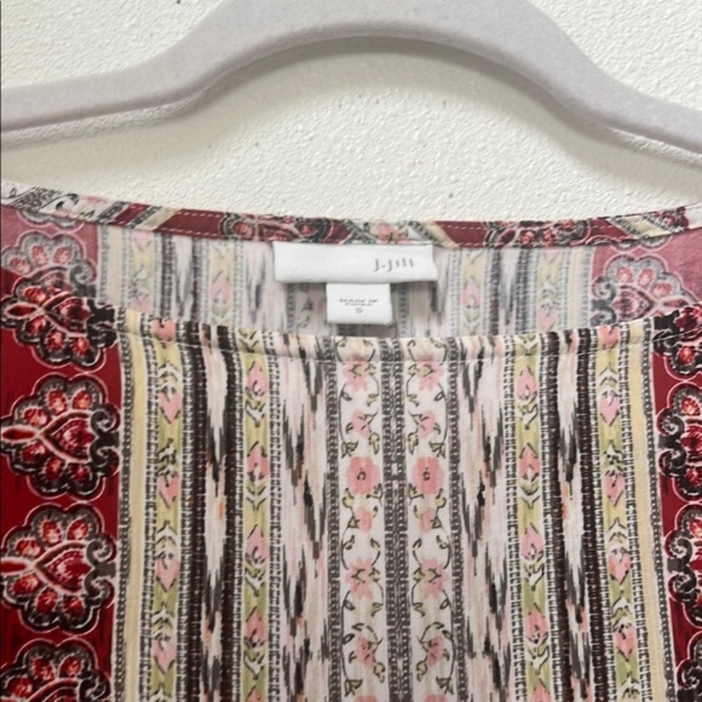 J. Jill Red and Pink Casual Blouse